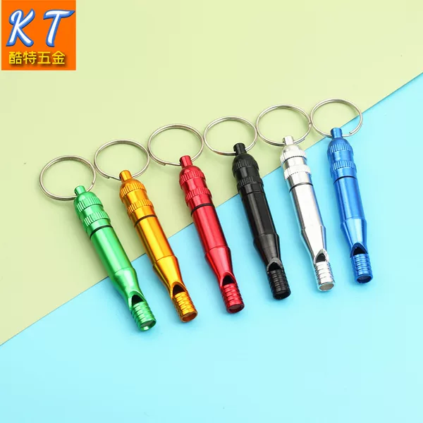 Manufacturer Wholesale Outdoor Life-Saving Aluminum Alloy Whistle Fashionable and Portable 2-Section Whistle with Sealed Compartment Survival Whistle