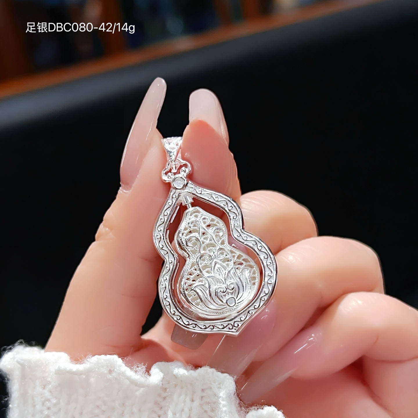 Plata de ley 990 plata sólida pie Ping An Hebilla Collar Colgante Hombres y mujeres Buda Palabra de bendición Calabaza Zodiaco Dragón Año de nacimiento Regalo