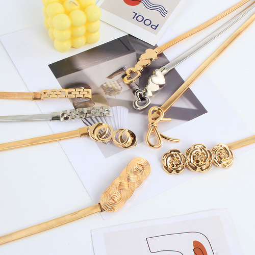 Elastic waist chain for women, skirt, waist, metal chain, gold belt, decorative girdle, versatile sweater, thin belt