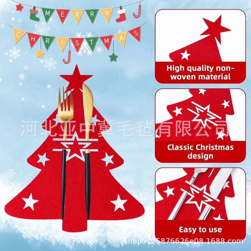 国境を越えた現物フェルトクリスマスナイフフォーク袋食器包装袋クリスマス食器コースタークリスマス装飾品|undefined