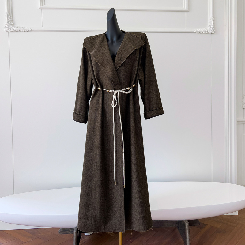 Retro British Woolen Outwear, Small Fragrance, Loose Long Lapel Silhouette, Slim Woolen Outwear for Women 91563