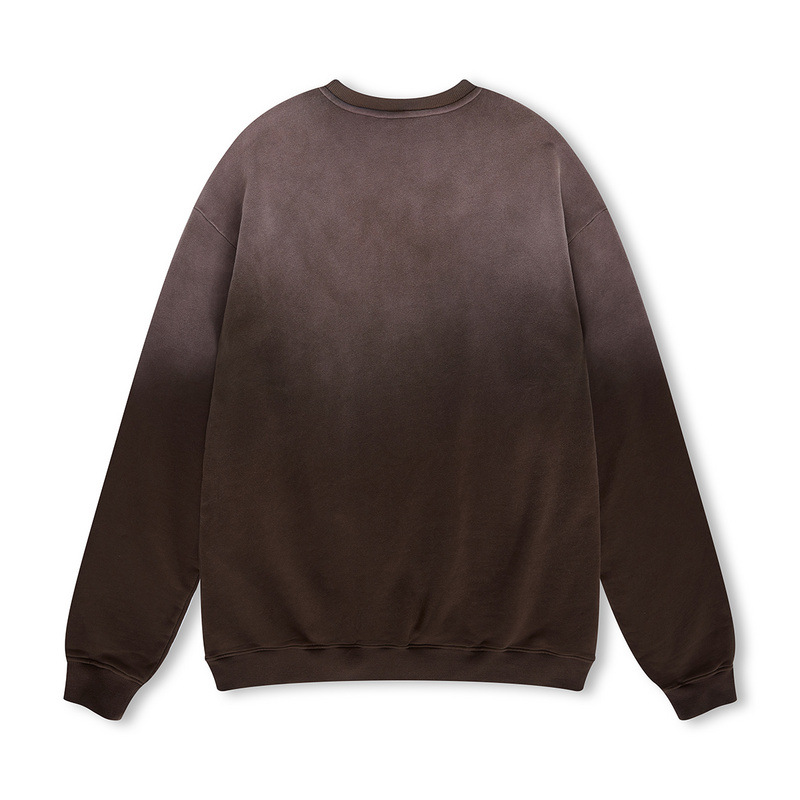 Erkek Giyim ana cadde 400G fırçalanmış peluş degrade sprey maymun zanaat yuvarlak yaka uzun kollu sweatshirt_voghion.com