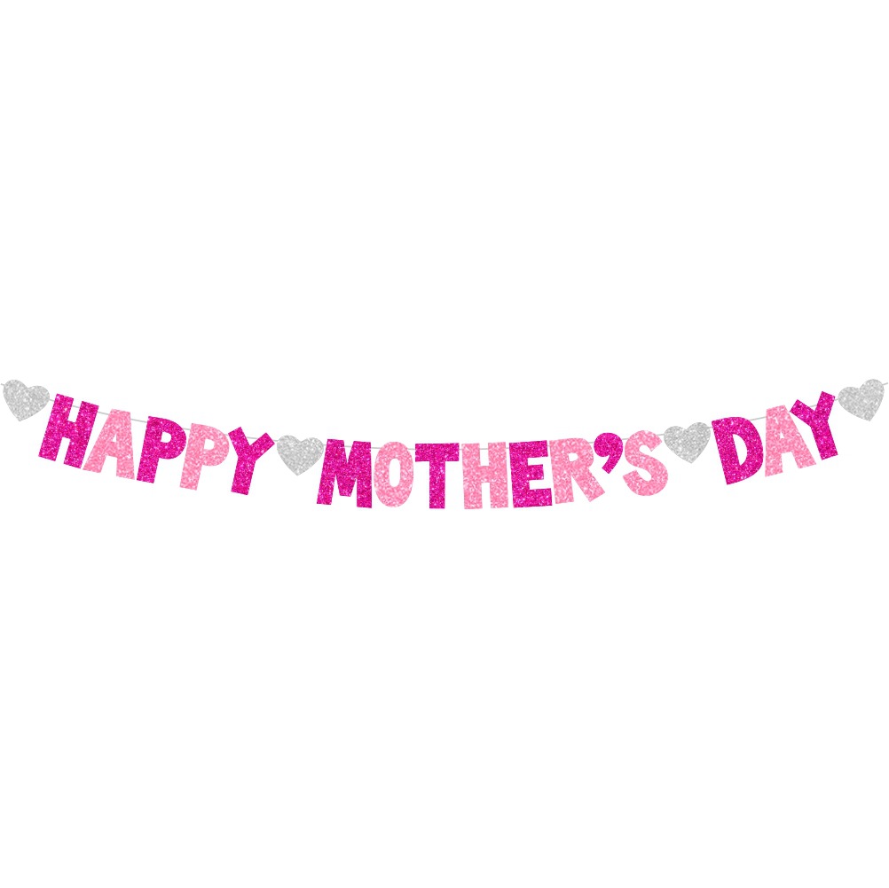 Día DE LA MADRE transfronterizo Feliz Día de la madre carta pull flag Glitter banner decoración pull flor decoración colgante