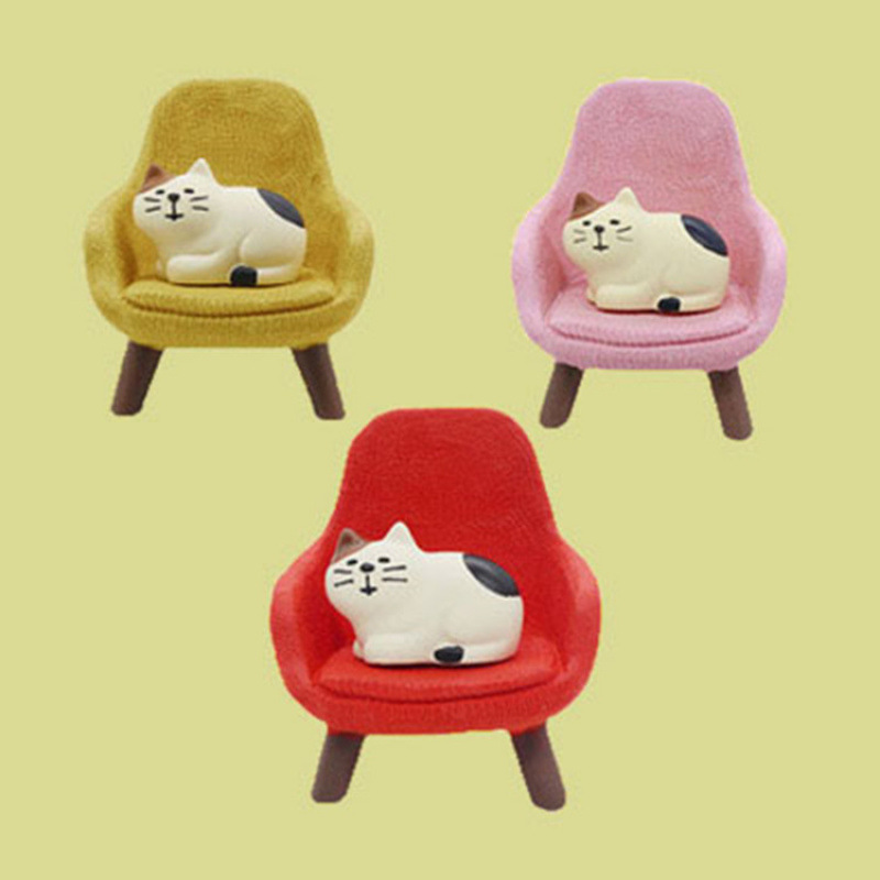 일본 식료품 ZAKKA 소파 의자 고양이 INS 소녀 하트 크리 에이 티브 미니어처 장면 수지 인형 작은 장식품