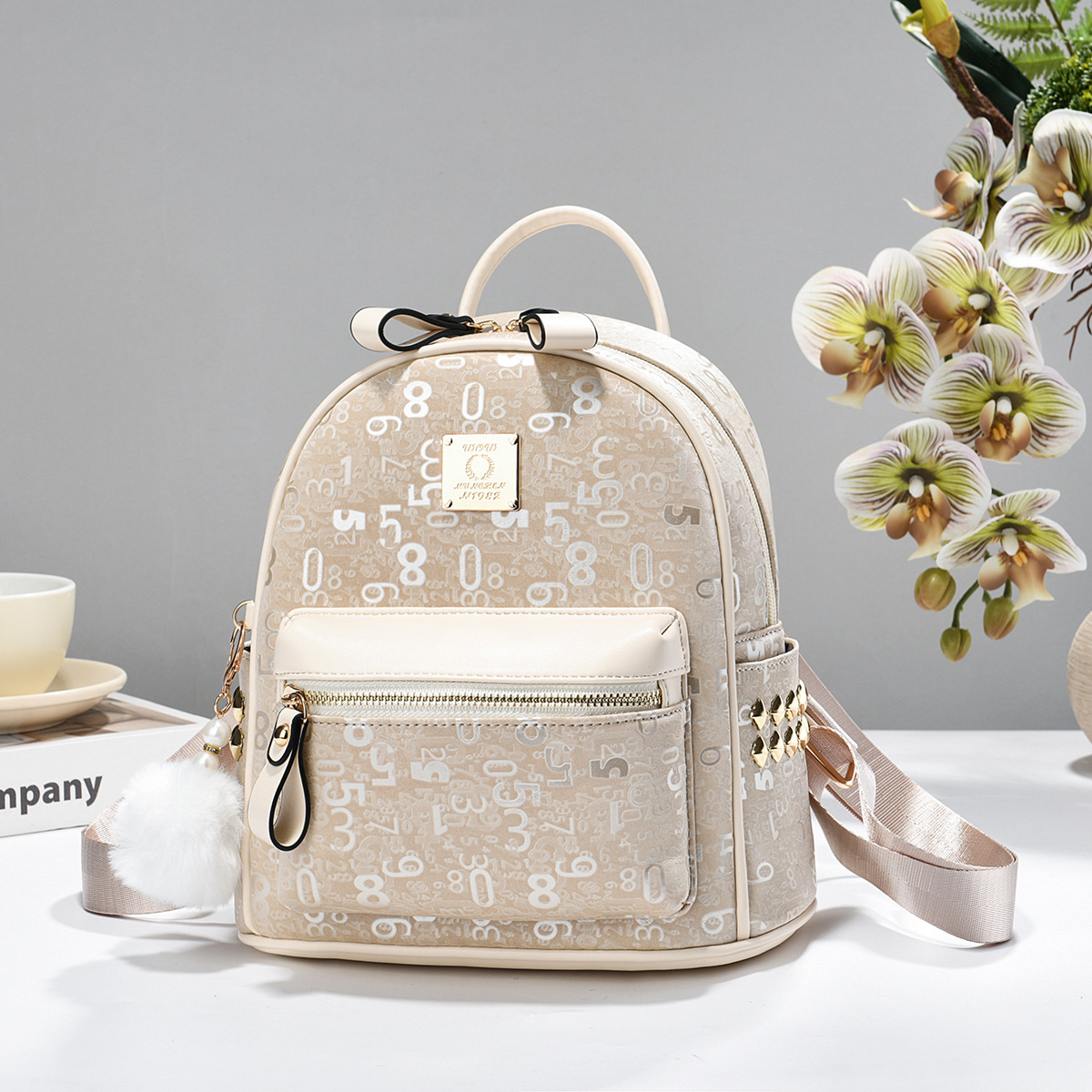 2026 nuevo temperamento retro alfanumérico impresión mochila de lujo mochila de mujer estudiantes bolsas de mujer casuales universales