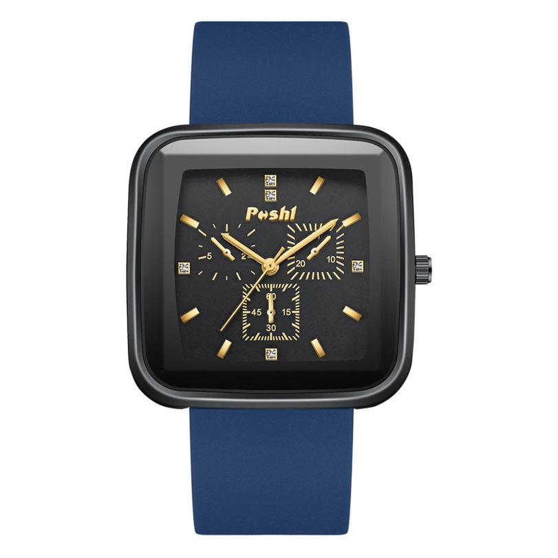 POSHI nuevo cuadrado de silicona gran dial reloj de mujer moda casual hombres y mujeres estudiantes reloj del todo-fósforo