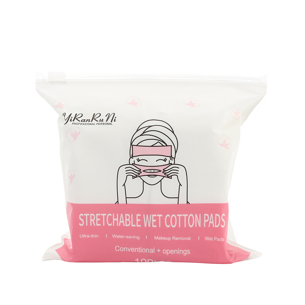 algodón húmedo desechable especial boca, nariz y ojos abiertos estirable antes del maquillaje rehidratación de algodón maquillaje 100 piezas