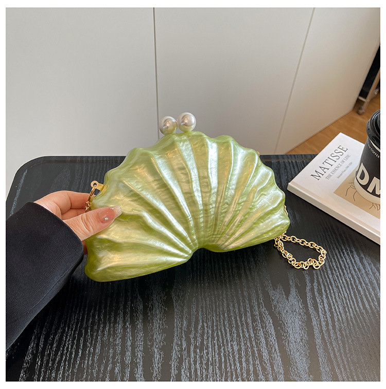 2025 New Cross-Border Women's Evening Bag Irregular Shell Acrylic Handbag Fashion Wedding Banquet Bag - Thumbnail 3