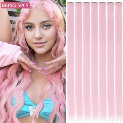 Cross-Border Popular Clip-In Hair Extensions for Women, Realistic Hair, Seamless Colored Hair Extensions, One-Piece Hairpiece