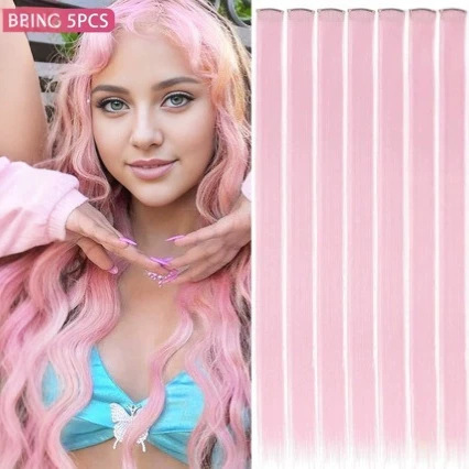 Cross-Border Popular Clip-In Hair Extensions for Women, Realistic Hair, Seamless Colored Hair Extensions, One-Piece Hairpiece