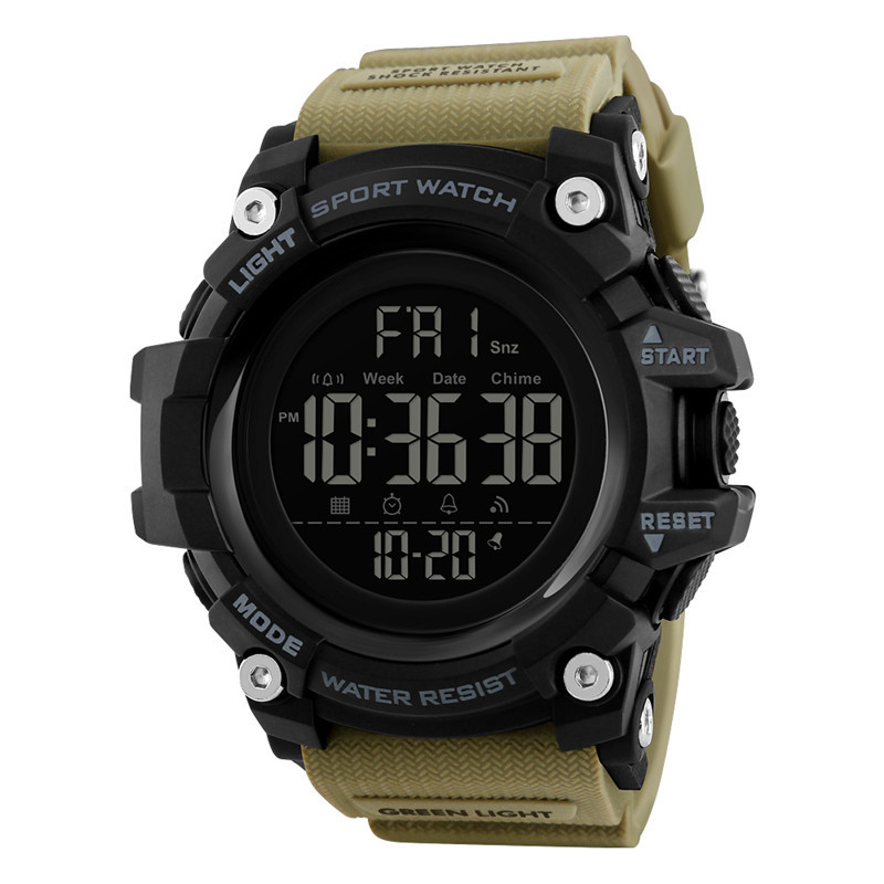 Skmei deportes al aire libre camuflaje militar moda reloj electrónico de los hombres multi-función cuenta atrás estudiante LED reloj