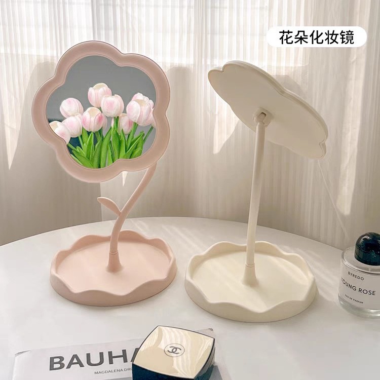 Espejo de maquillaje de escritorio de plástico desmontable giratorio espejo de sol dormitorio espejo de maquillaje HD