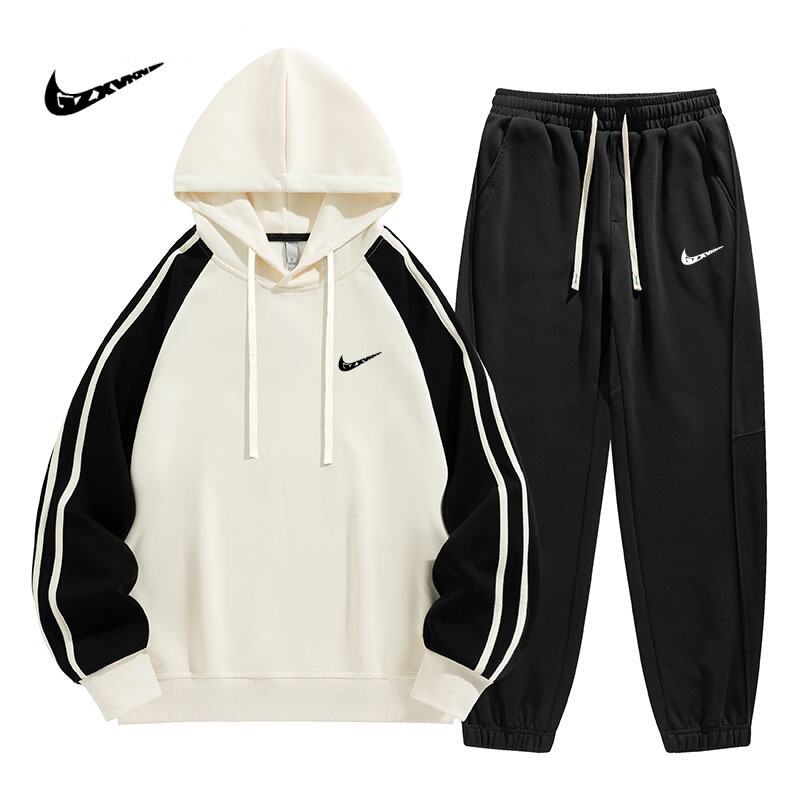 Hooded Sweat Pants Two-piece Set Spring and Autumn New Loose Fashion Brand All-match Couple Clothing Sports Casual Suit for Men