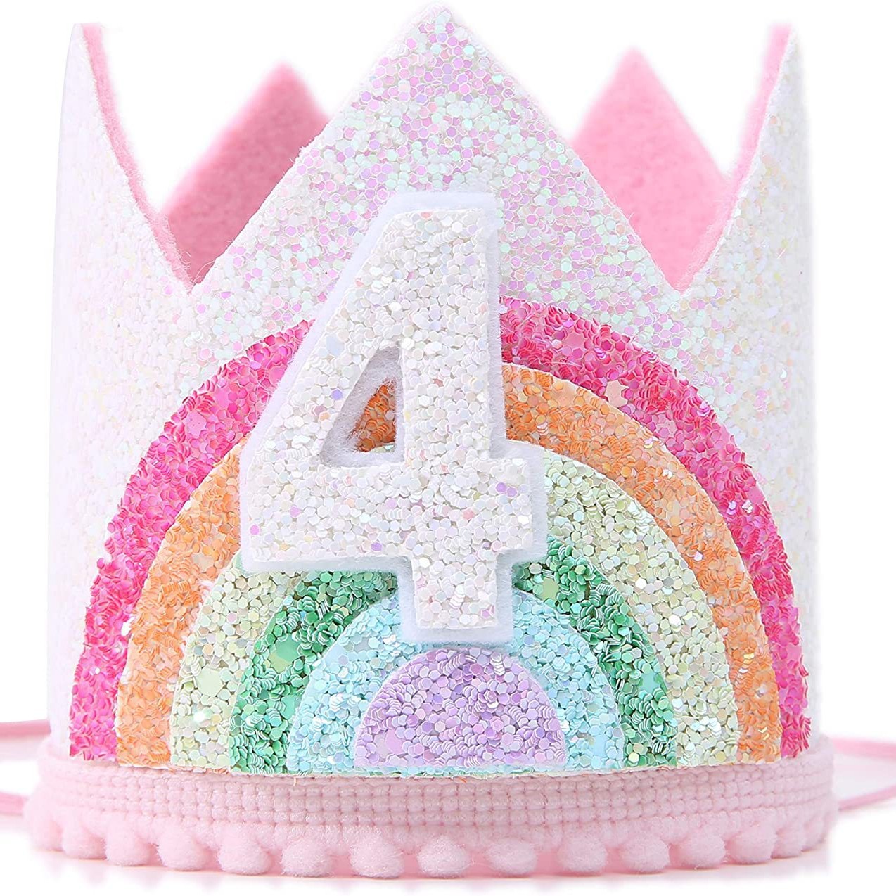 Sombrero de cumpleaños de bebé hecho a mano para niños fieltro Arco Iris tema fiesta de cumpleaños corona accesorios para el cabello para niños
