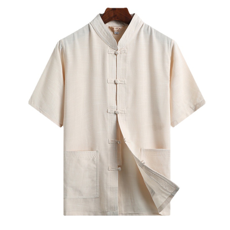 Summer Middle-aged and Elderly Linen Tang Suit Short-sleeved Suit for Men