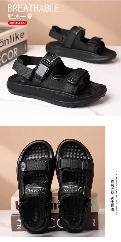 Dép sandal nam đế dày hở ngón thoáng khí kiểu mới — Màu kaki, màu đen chi tiết 19