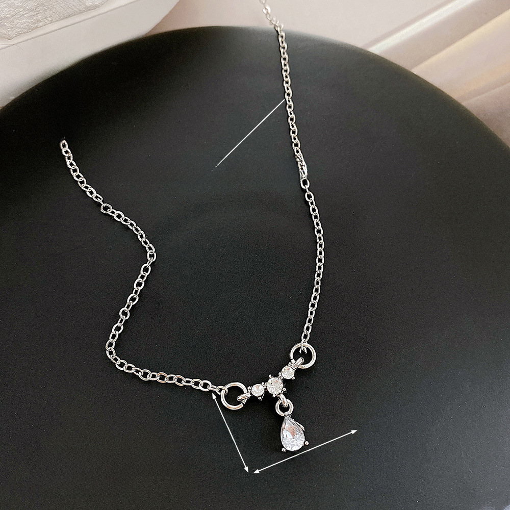 New ins zircon water drop necklace simple adjustable niche light luxury design clavicle chain pendant necklace_voghion.com