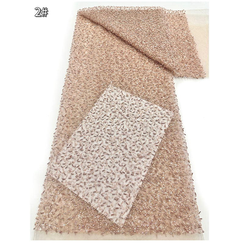 Tejido de bordado de perlas de tubo de bordado de perlas de cifrado vestido de boda vestido vestido vestido de escenario tela de bordado de perlas de malla completa