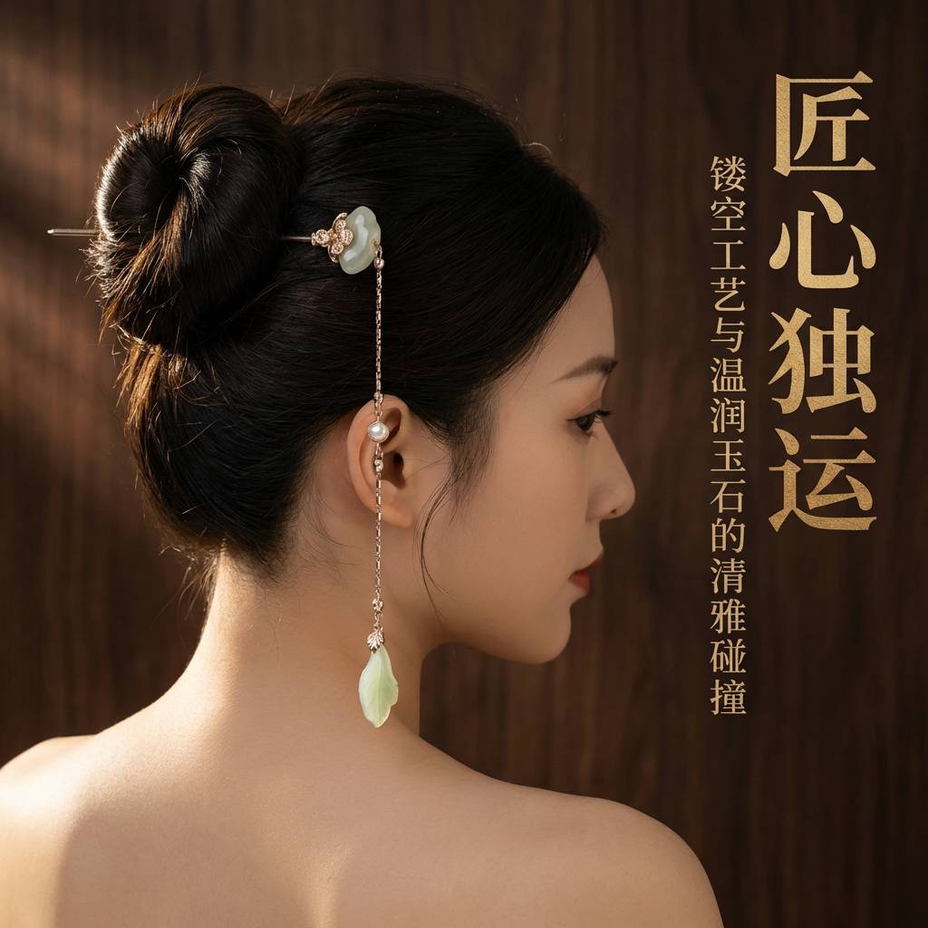 新中式流苏发簪生日情人节礼物仿玉汉服盘发钗簪子步摇头发饰品女