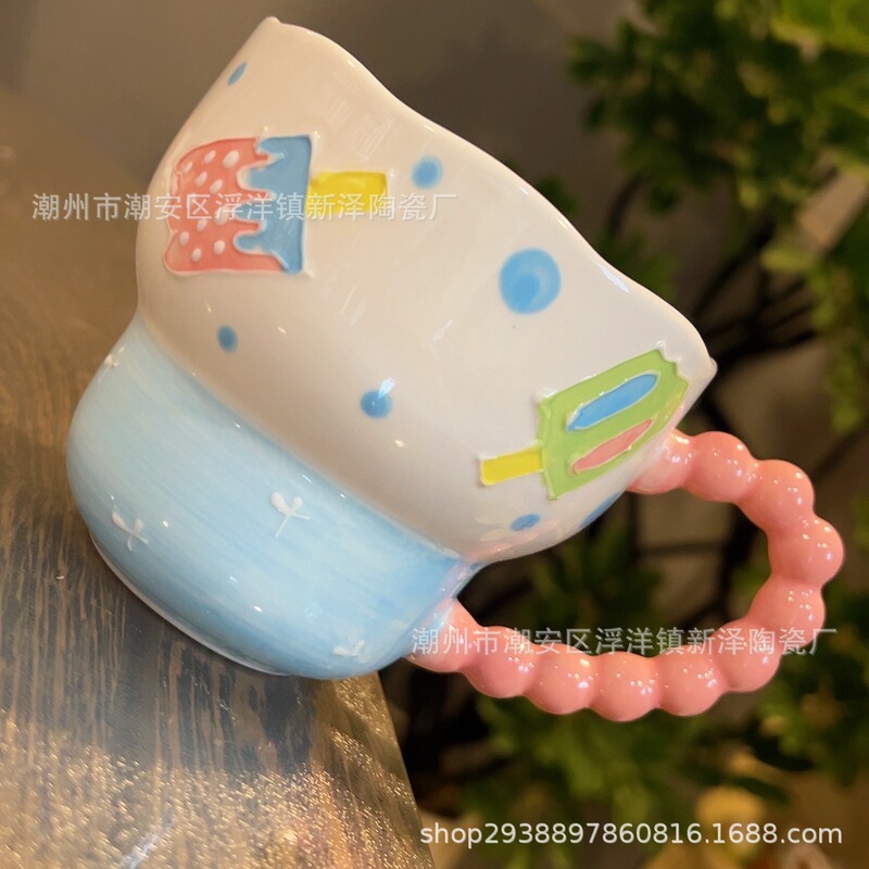 设计师浮雕早餐燕麦牛奶杯陶瓷高颜值手工可微波炉大容量葫芦杯|undefined