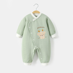 Baby jumpsuit autumn and winter quilted baby autumn outing clothes pure cotton boneless newborn warm sleeping clothes