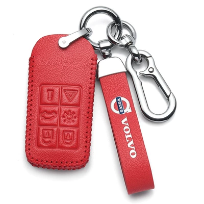 Leather Car High-end – Static Rod/Key Bag - volvo-c-smart-6-key-red