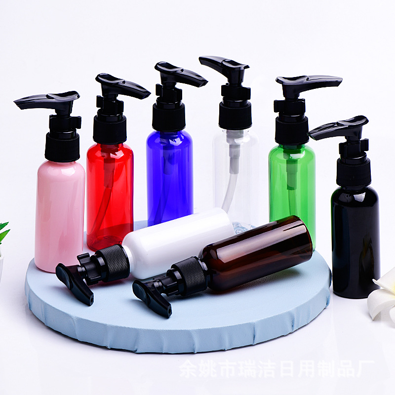 50毫升圆肩PET化妆品分装夹子泵插口泵化妆品分装小样乳液按压瓶