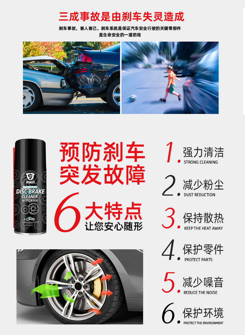 Brake Disc Cleaning Agent Rust Removal Brake System Deep Maintenance Kit Abnormal Sound Elimination Caliper Disc Brake Pad Cleaning Agent