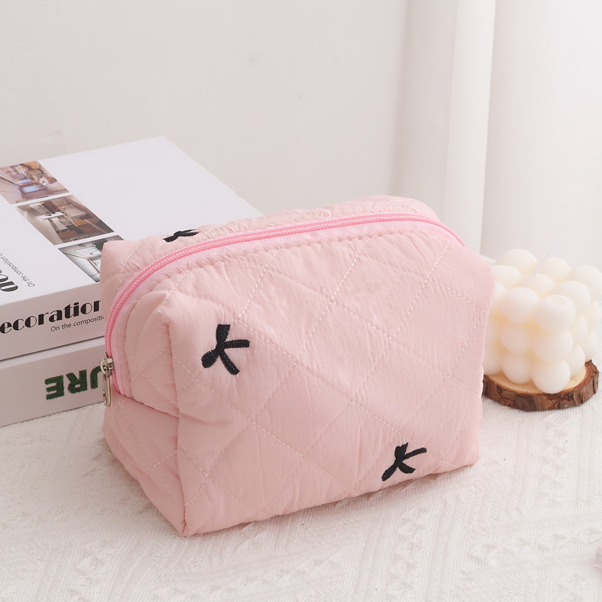 Borsa da trucco con grande capacità e ricamo da donna_voghion.com