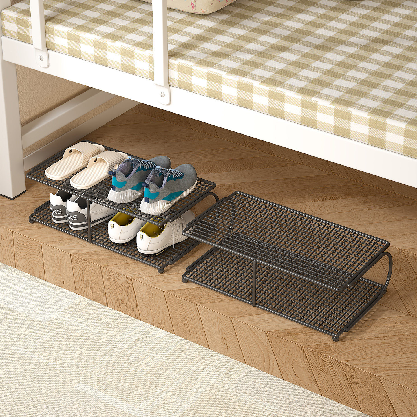 Shoe Rack under the Dormitory Bed for College Students, Simple and Space-Saving, Multi-Layer Shoe Cabinet for Home Entrance, Multi-Purpose
