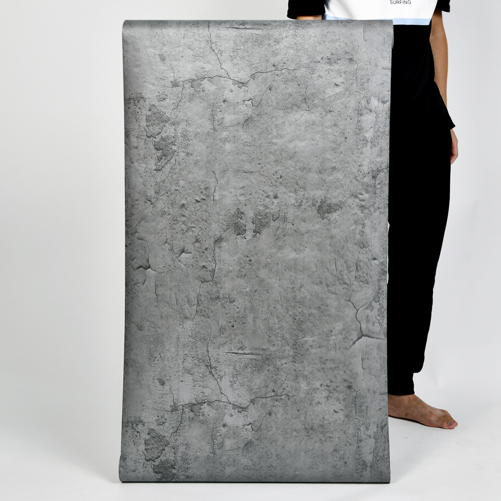 Retro Industrial Style Cement Wallpaper Self-Adhesive Gray Nostalgic Workwear Cement Gray Sticker Foreign Trade Factory Cross-Border Wholesale