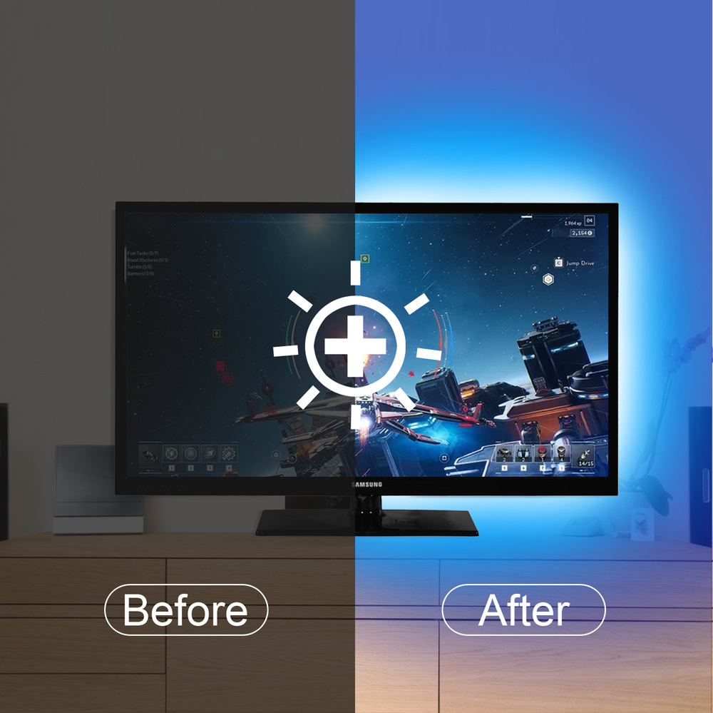 5V USB LED TV tira de luz de fondo 5050 RGB teléfono móvil APP Bluetooth música control de voz tira de luz epoxi