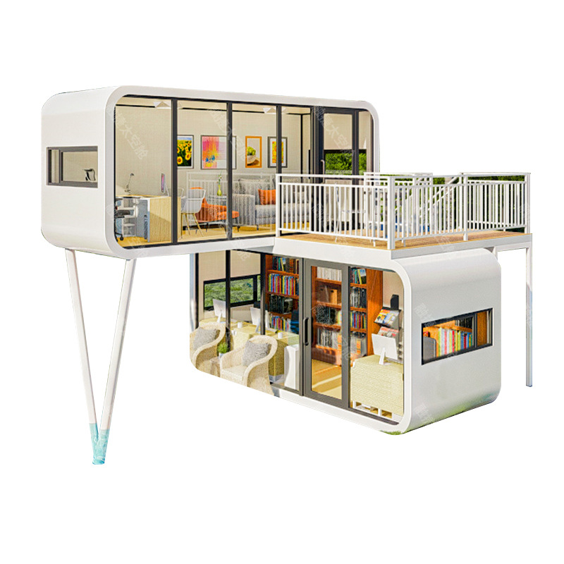 Rongjie exporta cápsula espacial sala móvil producto terminado oficina de dos pisos hotel al aire libre cápsula sala de actividades de cabina de manzana