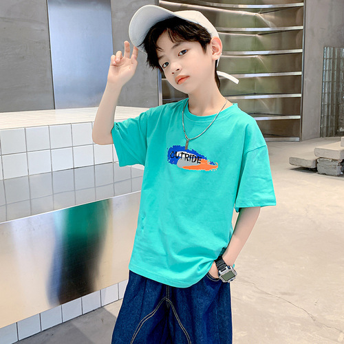 Boys' Short Sleeve T-shirt Summer  New Children's Fashion Cartoon T-shirt for Big Kids Half Sleeve Top Trendy Brand