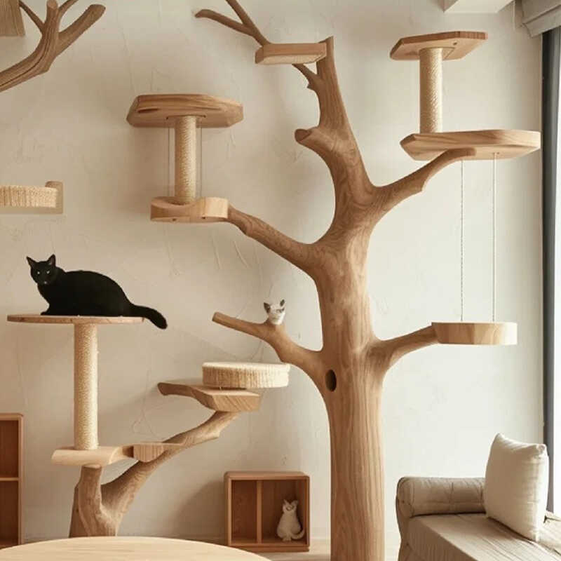 树干猫爬架实木猫架跳台一体猫窝家用原木猫树豪华别墅猫抓柱|undefined