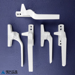 Single-point handle, UPVC door and window outdoor zinc-aluminum seven-word handle, up-flipping awning window with left and right handle deviation