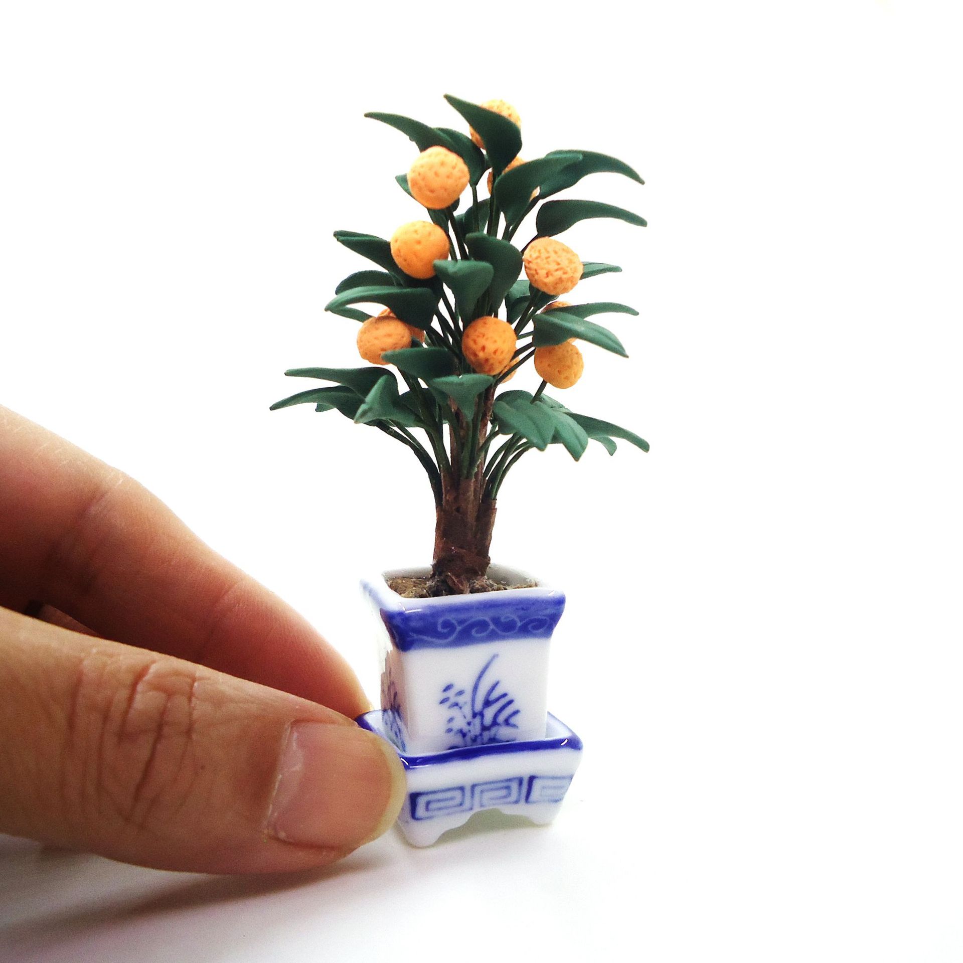 1:12 casa de muñecas accesorios casa de muñecas mini arcilla flor planta naranja árbol en maceta naranja árbol modelo