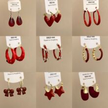 新年安可拉红珐琅滴油耳圈2025新款喜庆新潮时髦高颜值耳饰耳环女