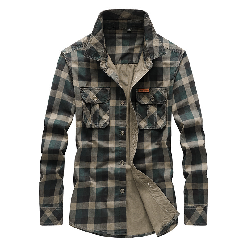 Long sleeve shirt men's spring and autumn outdoor wear new workwear shirt plaid cotton coat men's fashion trendy men's Long sleeve shirt men's spring and autumn outdoor wear new workwear shirt plaid cotton coat men's fashion trendy men's