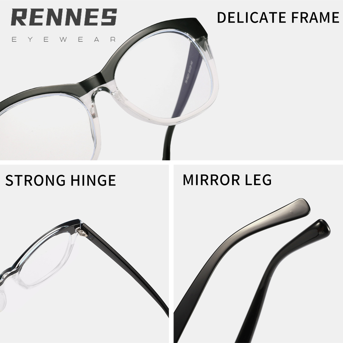 2024 nuevo marco de gafas TR90 transfronterizo color de contraste ojo de gato espejo plano anti-luz azul ins mismo marco de miopía