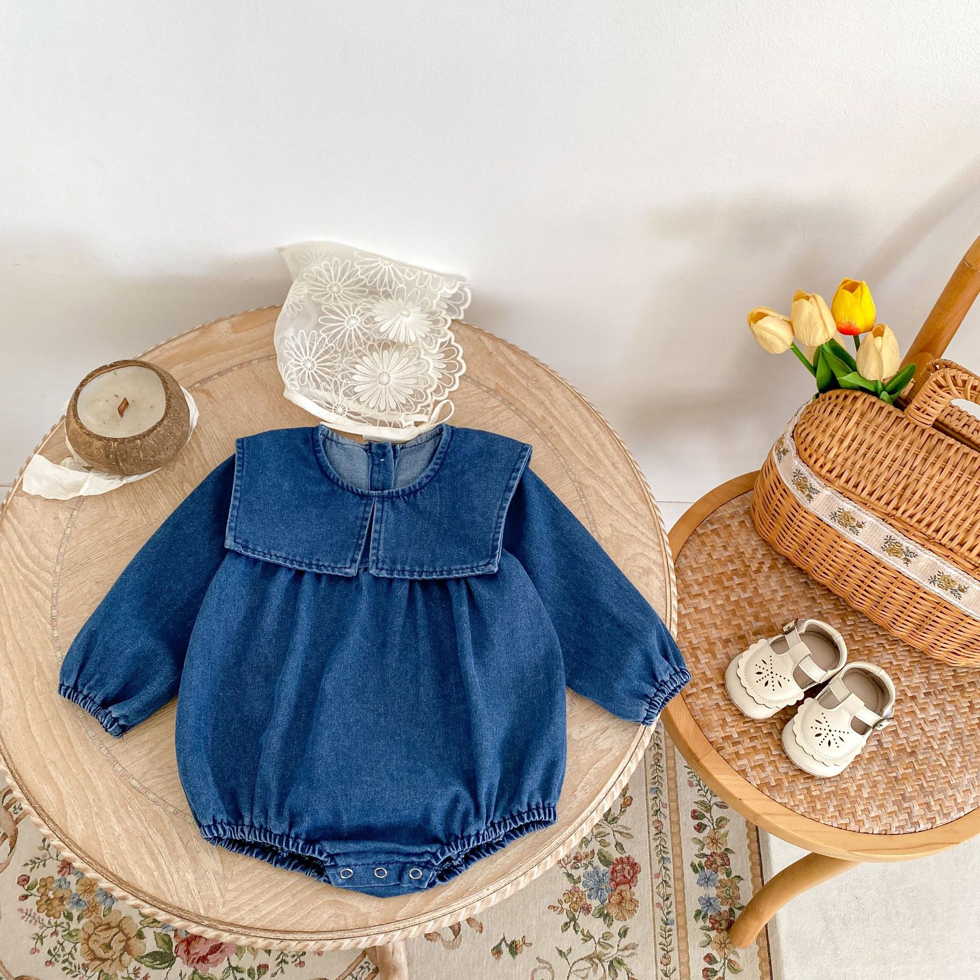 Jesenske kavbojke za dojenčke Ins2024, sestre, ljubke, nosijo velike reverje in krilo_voghion.com