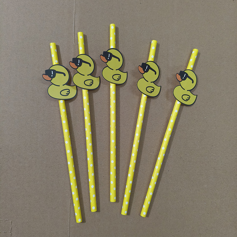 Antecedentes transfronterizos gafas patitos lindos patos frescos paja desechable postre fiesta decoración paja