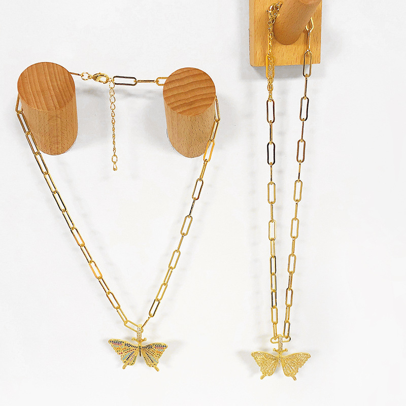 colored zircon butterfly pendant necklace