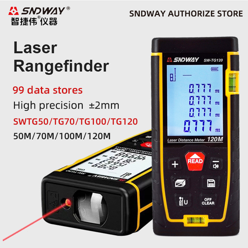 SNDWAY深达威激光测距仪50m 120m电子尺红外线测距仪激光尺英文