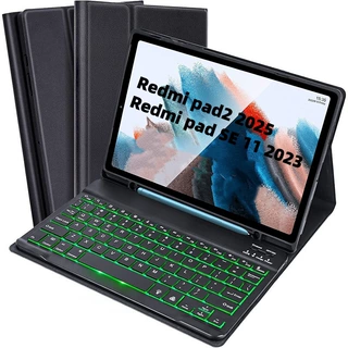 适用2025红米pad2蓝牙键盘保护套Redmi pad se11七彩背光可拆卸