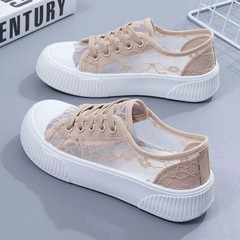 Flat-bottom white women's shoes 2025 summer new mesh breathable open-hole thin versatile casual sports sneakers