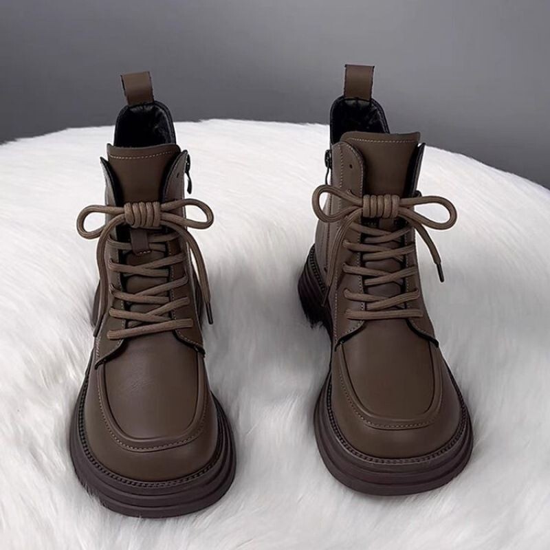 Boots for Women 2025 New Autumn and Winter British Style Internet Celebrity Hot Style Thick-Soled Fleece-Lined Black Short Boots for Women Versatile Single Boots Boots for Women 2025 New Autumn and Winter British Style Internet Celebrity Hot Style Thick-Soled Fleece-Lined Black Short Boots for Women Versatile Single Boots