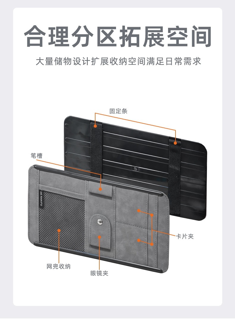 Car sun visor storage gadget, multifunctional light-blocking board, glasses, card, driver's license holder, car storage clip