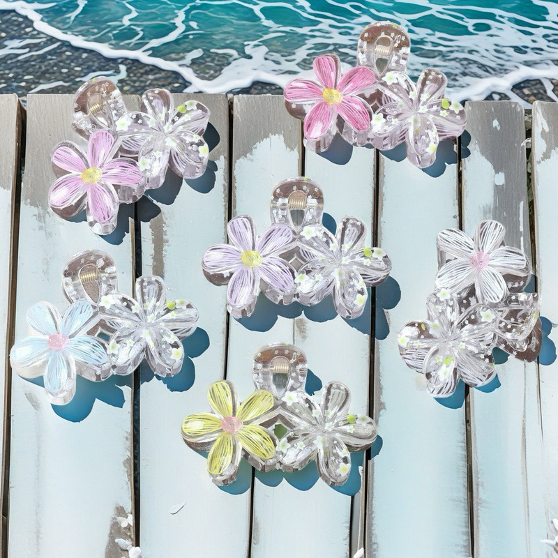 Plastic Material Elegant Lady Women's Flower Plastic Hair Claws