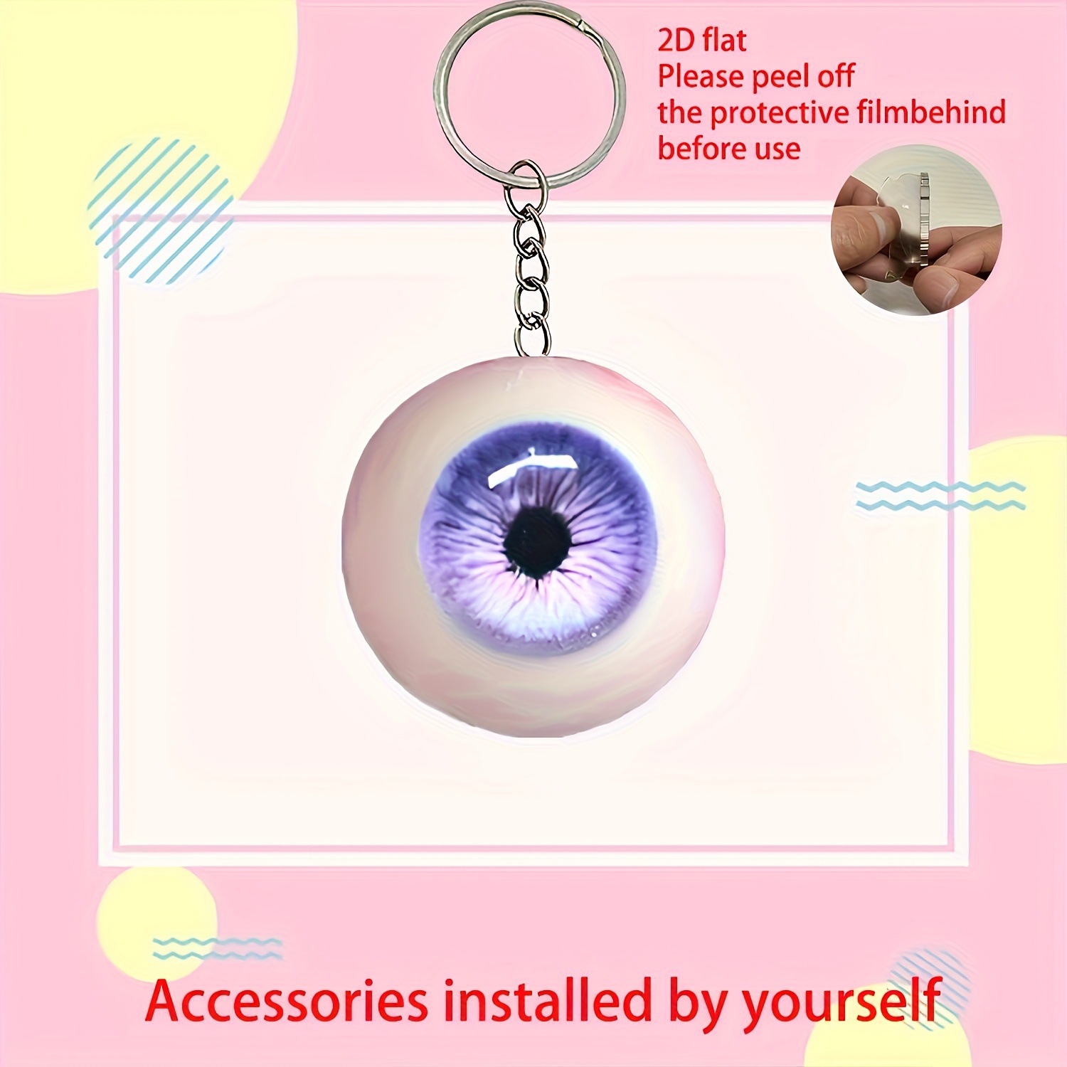 Colgantes acrílicos grandes ojos colgantes planos transfronterizos nuevos espejos retrovisores decoraciones mochila colgantes
